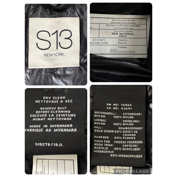 S13 DOWN PUFFER COAT WITH HOOD WATER RESISTANT WINDPROOF WOMEN SIZE SMALL - Picture 15 of 16